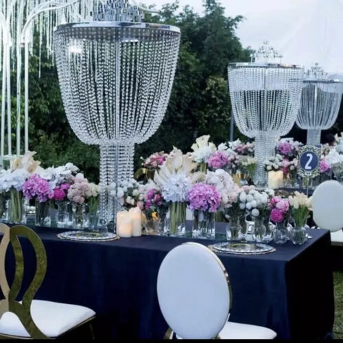 Crystal Silver Waterfall Chandelier